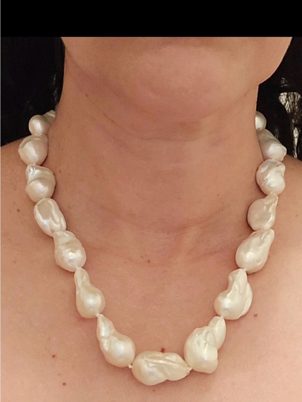Baroque Pearl Link Necklace - White Pearlescent